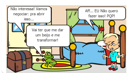 Um Rmulekin não quer tomar banho, daí a mãe dele quer surrá-lo, mas ele tenta negociar :)
