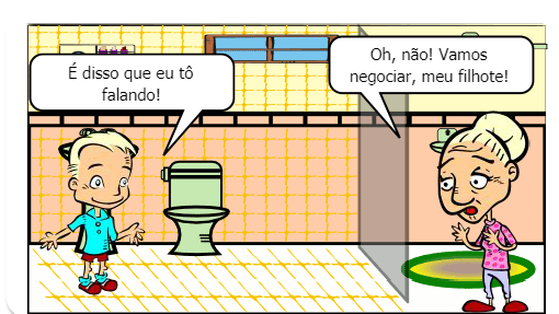 Um Rmulekin não quer tomar banho, daí a mãe dele quer surrá-lo, mas ele tenta negociar :)