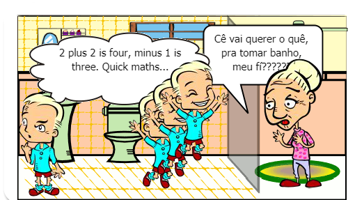 Um Rmulekin não quer tomar banho, daí a mãe dele quer surrá-lo, mas ele tenta negociar :)