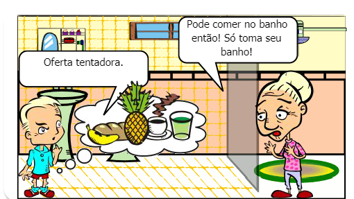 Um Rmulekin não quer tomar banho, daí a mãe dele quer surrá-lo, mas ele tenta negociar :)