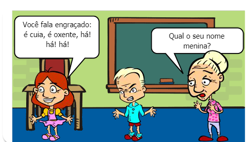 A saída de joão do interior da Bahia para estudar em São Paulo, não foi nada fácil para ele, pois ele vem de uma cultura diferente dos seus novos coleguinhas, e quase todas vezes que ele pronuncia uma palavra é motivo de risos, porque as palavras de João, são diferentes, ele fala segundo a sua região, a qual mora antes.