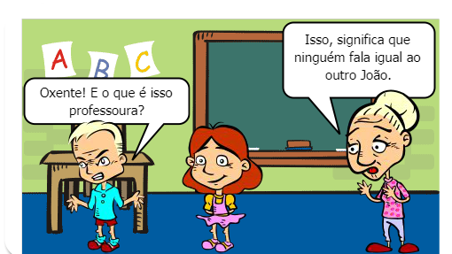 A saída de joão do interior da Bahia para estudar em São Paulo, não foi nada fácil para ele, pois ele vem de uma cultura diferente dos seus novos coleguinhas, e quase todas vezes que ele pronuncia uma palavra é motivo de risos, porque as palavras de João, são diferentes, ele fala segundo a sua região, a qual mora antes.