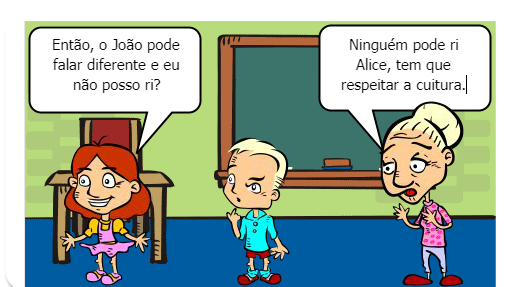 A saída de joão do interior da Bahia para estudar em São Paulo, não foi nada fácil para ele, pois ele vem de uma cultura diferente dos seus novos coleguinhas, e quase todas vezes que ele pronuncia uma palavra é motivo de risos, porque as palavras de João, são diferentes, ele fala segundo a sua região, a qual mora antes.