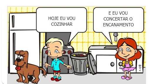 Um homem cozinhando e uma mulher concertando o carro