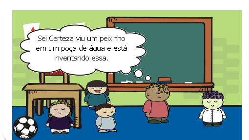 Depois de várias tentativas de encontrar a história perfeita para contar a seus coleguinhas sobre sua viagem nas férias, Mateus decidiu por contar sobre o dia em que conheceu o golfinho.