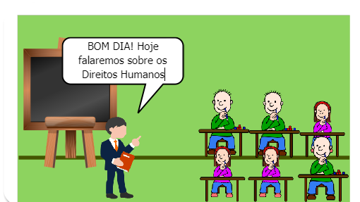 Guilherme e Fabiana N° 14 e 37 (3° ano A) <br />
<br />
A TIRINHA ABAIXO FALA SOBRE OS DIREITOS HUMANOS UNIVERSAIS E É COMPOSTA POR 4 PERSONAGENS:<br /><br /><br />
<br /><br /><br />
1° Professor<br /><br /><br />
2° Carlos<br /><br /><br />
3° Ariana<br /><br /><br />
4° Vovó<br /><br /><br />
<br /><br /><br />
OBS: Carlos e Ariana são alunos na HQs!