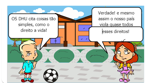 Guilherme e Fabiana N° 14 e 37 (3° ano A) <br />
<br />
A TIRINHA ABAIXO FALA SOBRE OS DIREITOS HUMANOS UNIVERSAIS E É COMPOSTA POR 4 PERSONAGENS:<br /><br /><br />
<br /><br /><br />
1° Professor<br /><br /><br />
2° Carlos<br /><br /><br />
3° Ariana<br /><br /><br />
4° Vovó<br /><br /><br />
<br /><br /><br />
OBS: Carlos e Ariana são alunos na HQs!