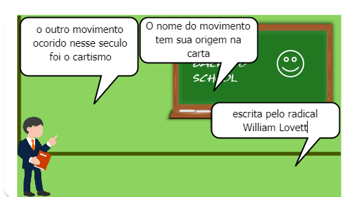 O Ludismo e o Cartismo, Os ludistas eram também chamados de “Quebradores de Máquinas”, pois se caracterizavam pela invasão das fábricas destruindo os equipamentos existentes como uma forma de protesto 
os cartistasse pronunciava de maneira menos agresiva , tendo seu direcionamento focado na política, por meio da qual conseguiu conquistar diversos direitos políticos para o grupo de trabalhadores.