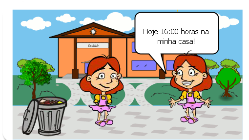 Angelica, Junior e Keuve apresentam o trabalho á classe.
