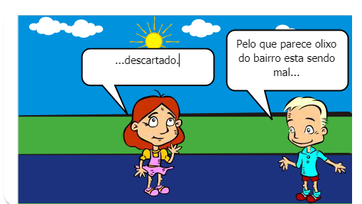 dois amigos se encontram na rua e começam a conversar e  vão andando para suas casas quando um começa a falar sobre descarte e o outro amigo começa a falar de descarte tambem  ,quando chegam em casa começam a falar de descarte sem parar  pelo telefone,no dia seguinte vão andando e falado sobre o mesmo assunto