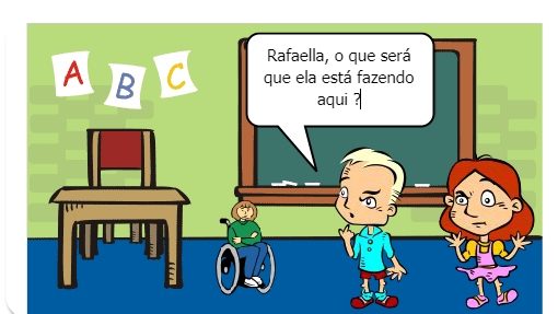  a história que irei apresentar fala sobre a vida de uma menina que sofria bullying dos seus colegas de classe por ter deficiência física.
