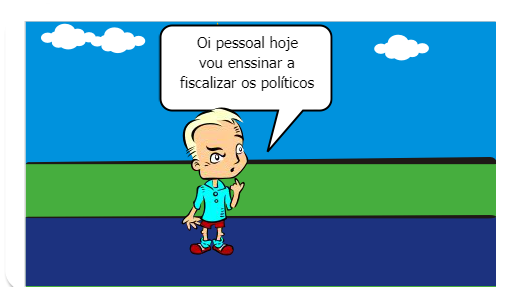 Um menino ensinando a fiscalizar os políticos 
