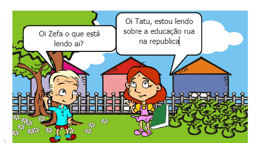 Um breve diálogo entre dois colegas sobre os períodos históricos da Educação do Campo no Brasil.