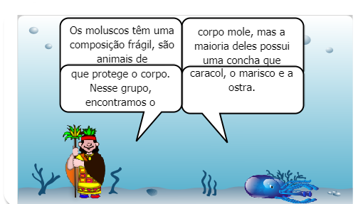 A mãe natureza vai apresentar alguns filos e subfilos do ambiente aquático.