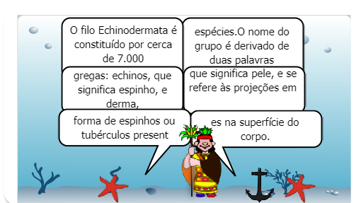 A mãe natureza vai apresentar alguns filos e subfilos do ambiente aquático.