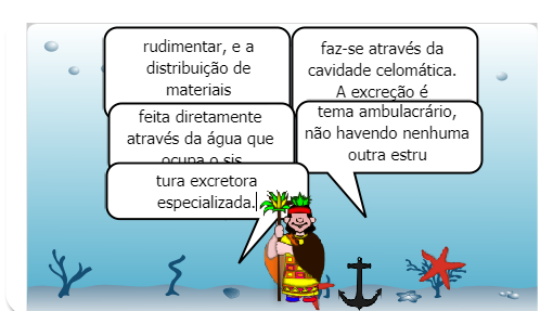 A mãe natureza vai apresentar alguns filos e subfilos do ambiente aquático.