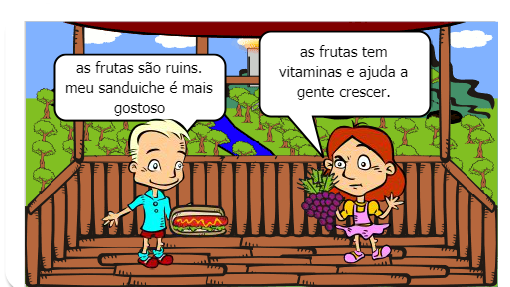 a menina e as frutas.