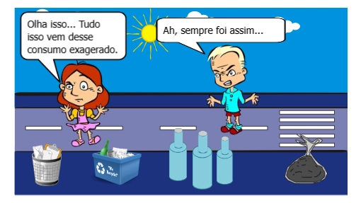 A HQ mostra dois futuros possíveis: um destruído pela sociedade de consumo e outro sustentável — tudo depende das escolhas dos personagens.