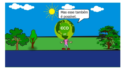 A HQ mostra dois futuros possíveis: um destruído pela sociedade de consumo e outro sustentável — tudo depende das escolhas dos personagens.