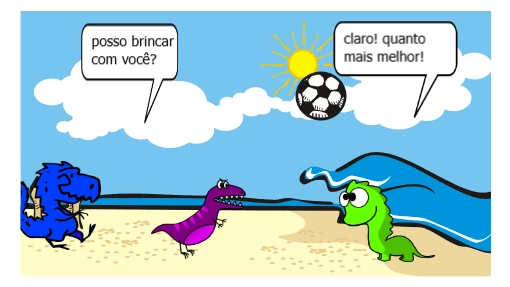 dinossauros jogam bola na praia.